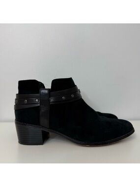 Clarks Somerset Breccan Shine Black Suede Ankle Boot Heel Bootie Shoe Size 8